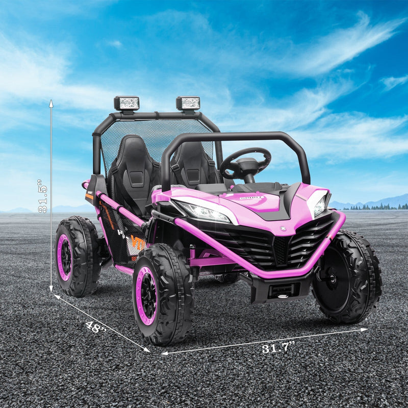 24V Kids 2-Seater Off-Road Ride-On UTV Car with 400W Motor, EVA Wheels, and Remote Control - Purple