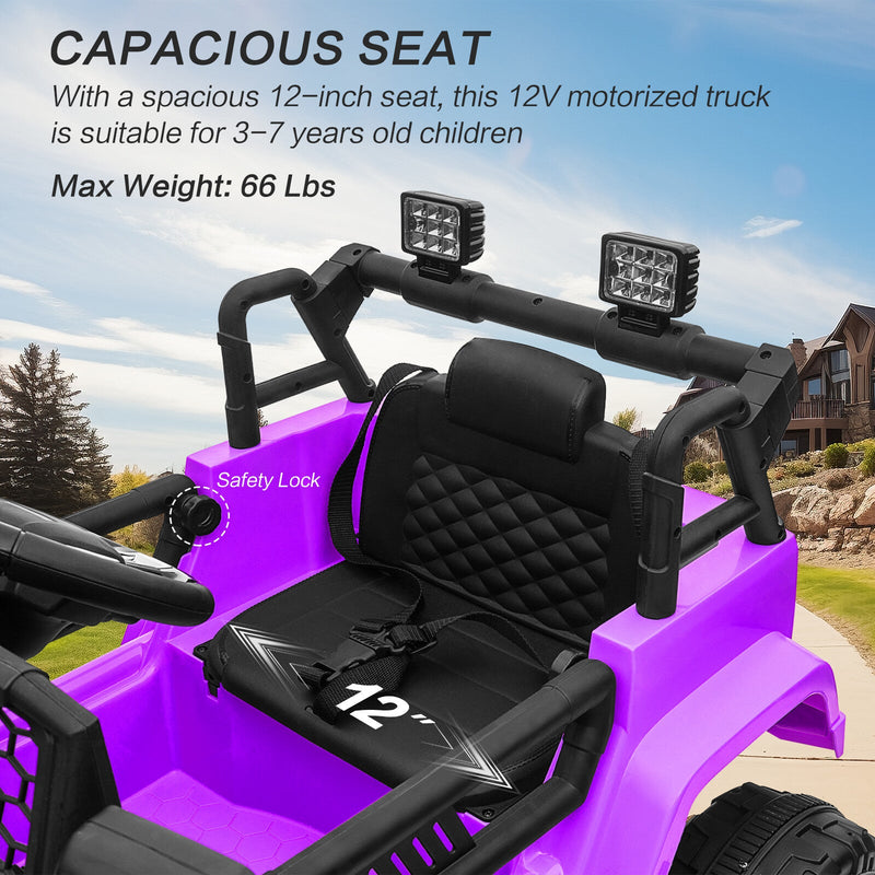 12V Kids Ride-On Truck with Remote Control, Power Wheels, and LED Lights