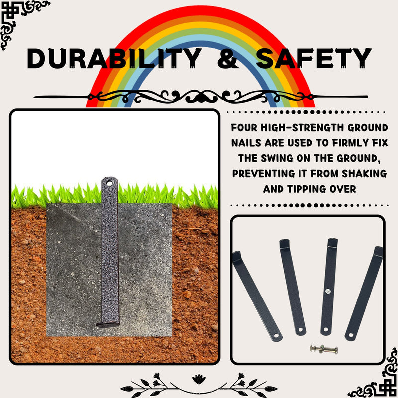 5-in-1 Rainbow Color Swingset with Textilene Swing and Tree Design