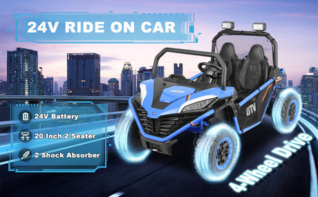 24V Kids 2-Seater Electric Ride-On UTV Truck with 4WD and 320W Motor, Remote Control