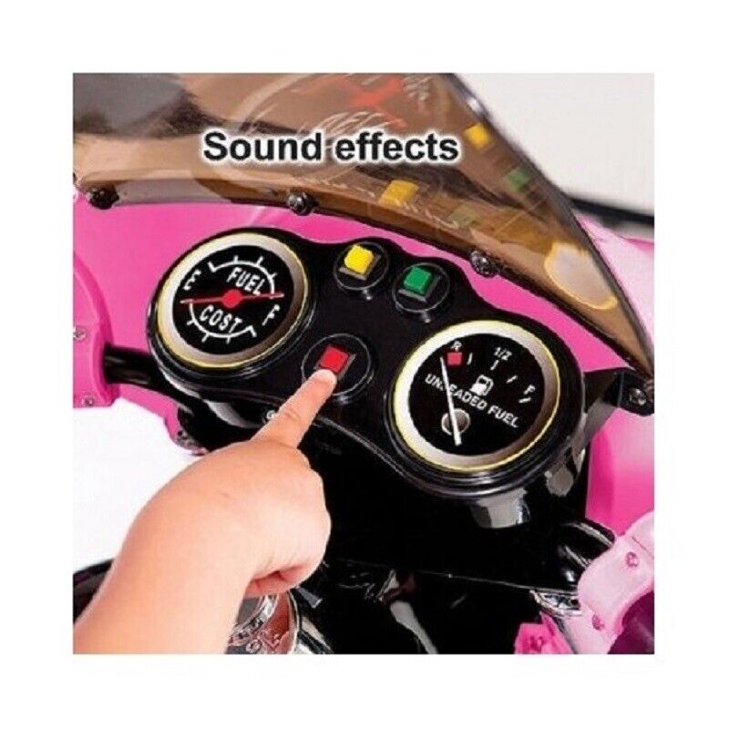 12V Pink Electric Police Motorcycle Toy for Kids - Battery Powered Ride-On Bike