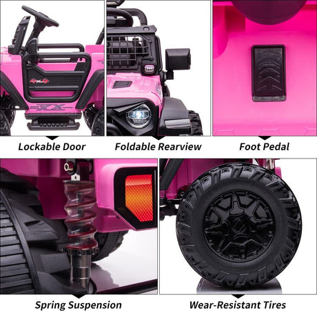 Extra Large Pink Ride-On Car for Kids with 24V Battery and 2 Seats - Includes Remote Control for Parental Supervision