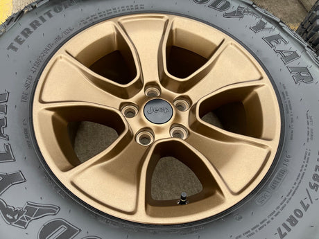 17" Jeep Wrangler Rubicon OEM 96226 wheels rims Gladiator GOODYEAR  A/T 33" NEW Texas Truck Tire