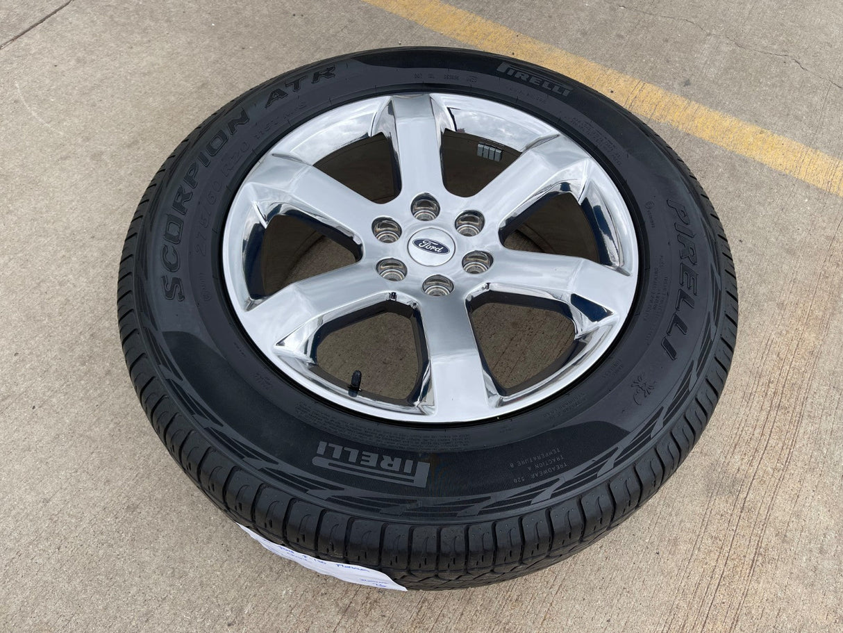 20" Ford F-150 OEM rim wheel CHROME 10347 Expedition spare PIRELLI A/T NICE Texas Truck Tire