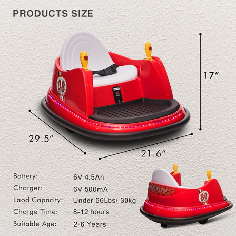 6V Electric Ride-On Bumper Car with Remote Control for Kids and Toddlers