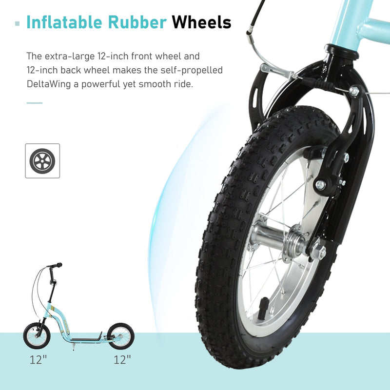 Youth Scooter with Dual Front and Rear Caliper Brakes and 12-Inch Inflatable Front Wheel