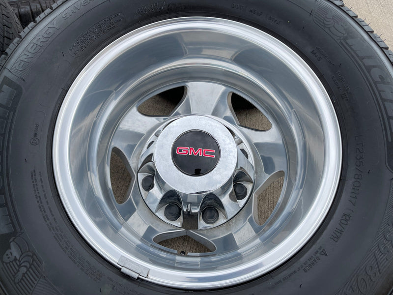 17" Chevy Silverado GMC Sierra 3500 Dually rims wheels OEM 5519 5520 MICHELIN Texas Truck Tire