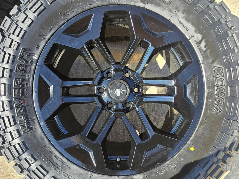 20" 20x9 Black Widow Chevy Silverado OEM GMC Sierra wheels rims 35" KENDA NEW Texas Truck Tire