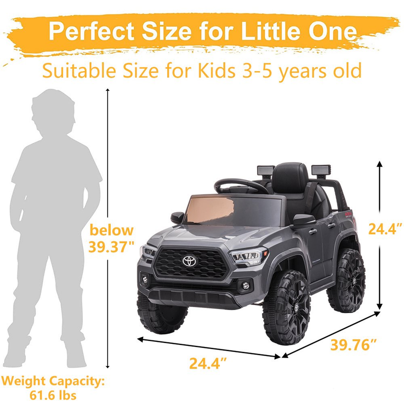 12V Powered Ride on Toy Cars for Boys - Toyota Tacoma Style with Remote Control
