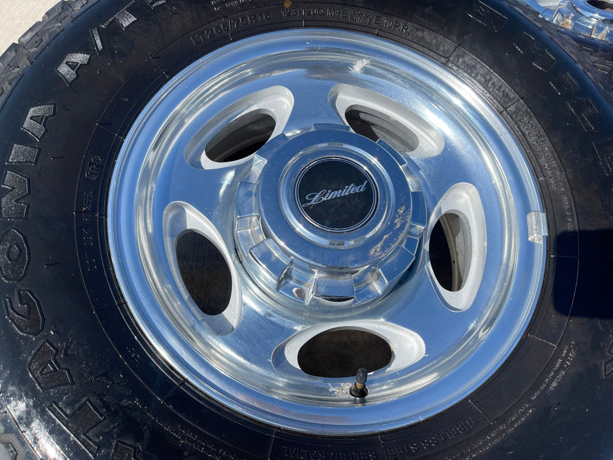 16" Ford F-250 F-350 Excursion OEM 3408 polished wheels rims tires Texas Truck Tire