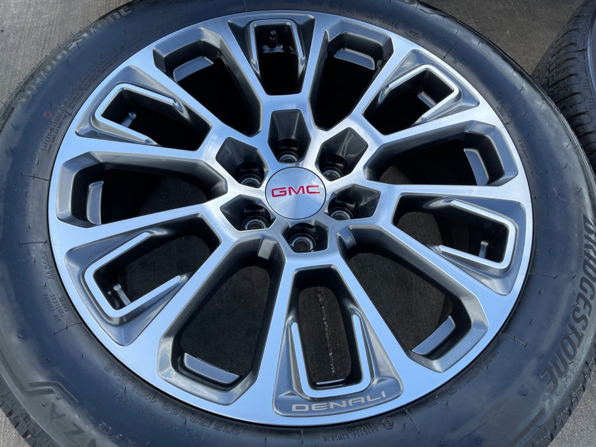 22" GMC Yukon Sierra DENALI OEM wheels rims Tahoe BRIDGESTONE 2024 2025 2026 NEW Texas Truck Tire