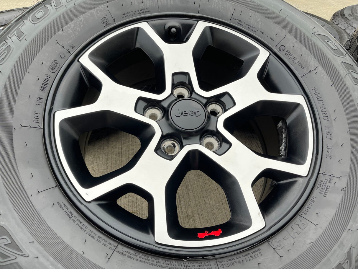 17" Jeep Wrangler Rubicon OEM 9218 wheels rims Gladiator BRIDGESTONE A/T NEW Texas Truck Tire
