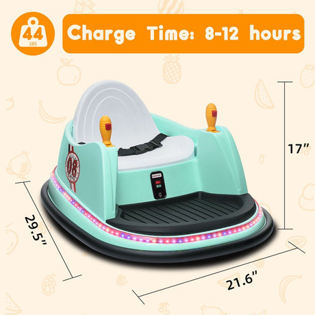 6V Kids Ride-On Bumper Car with Remote Control, 360° Spin and Flashing Lights for Toddlers