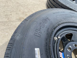 (5) 16x6 16" Dexstar Steel Trailer Gloss Black Wheels Rims Tires 14 PLY 8x6.5 Texas Truck Tire