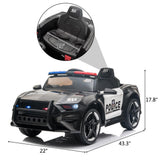 Highway Patrol Police Ride On Car Toy with Remote Control for Kids - Black