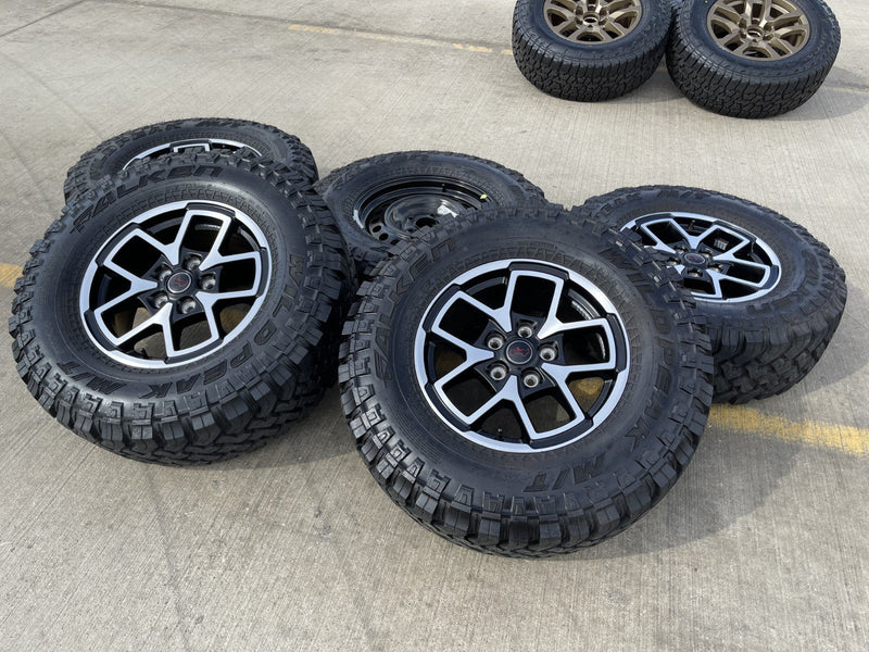 17" Jeep Wrangler Rubicon OEM 95730 9327 wheels rims Gladiator FALKEN MT 33" NEW Texas Truck Tire