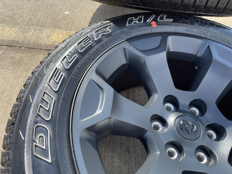 20" Dodge Ram 1500 OEM Laramie Black 2680 wheels rims tires 2024 2025 2026 NEW Texas Truck Tire