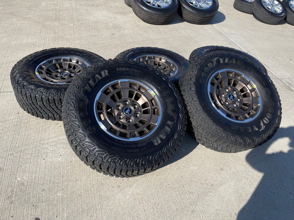 17" Ford Bronco HERITAGE Edition wheels rims BRONZE GOODYEAR 35" Texas Truck Tire