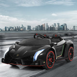 2-Seater Licensed Lamborghini Kids Ride On Car with RC and Swing Function - Black (12V)