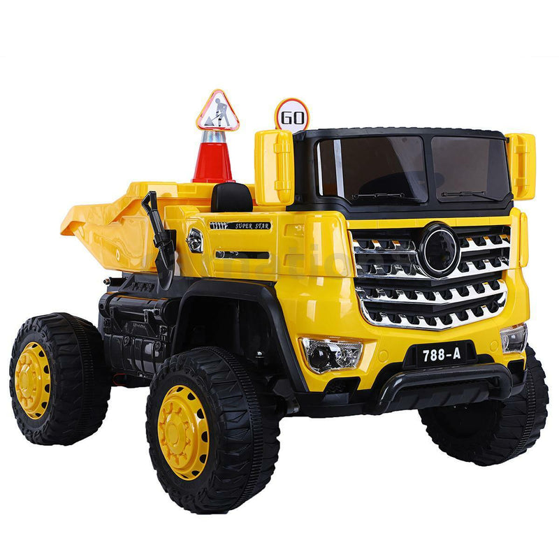 12V Four-wheel Drive Construction Truck 2.4G Remote Control/App Control Children's Electric Ride On Vehicle