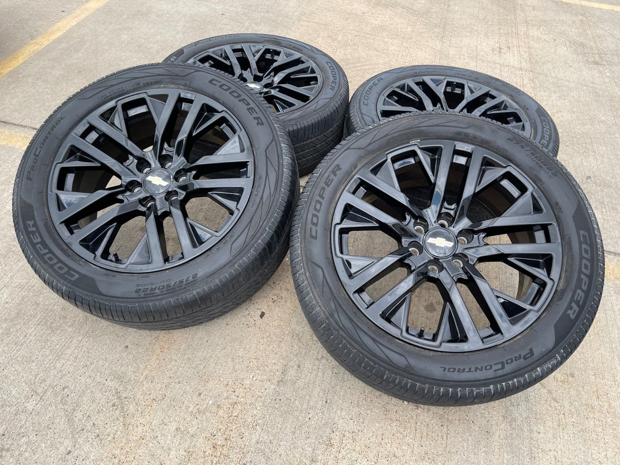 22" GMC Yukon Sierra OEM Chevy Silverado Tahoe 5903 wheels rims 2023 2024 2025 Texas Truck Tire