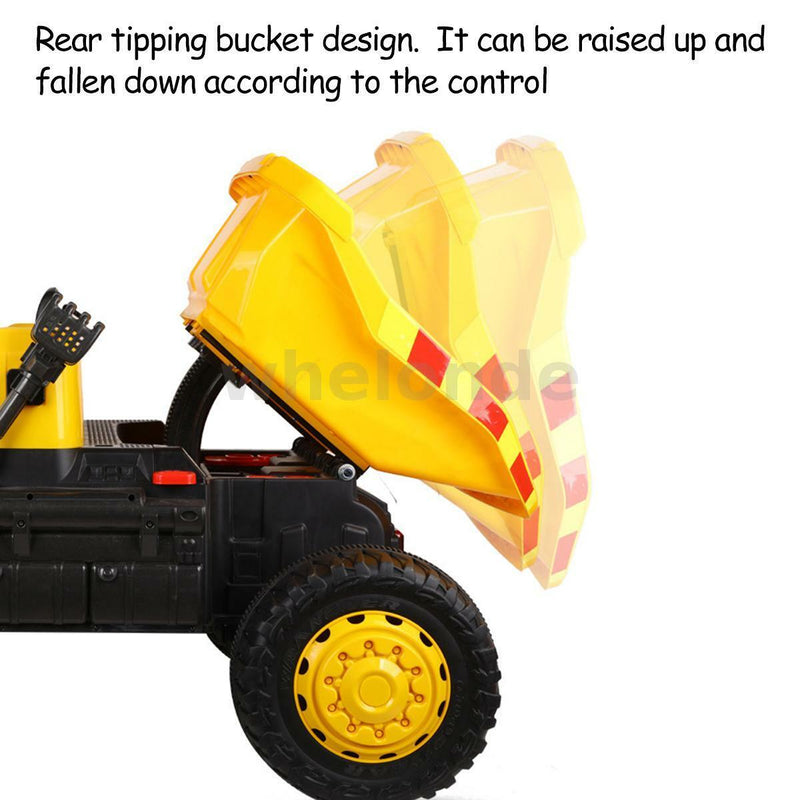 12V Battery-Operated Children's Dump Truck 2 Seater RC Electric Scoop