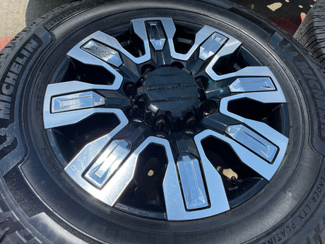 20" GMC Sierra 2500 3500 OEM wheels rims 5958 14138 tires MICHELIN DEFENDER Texas Truck Tire