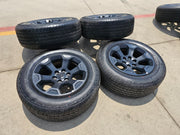 20" Dodge Ram 1500 OEM Laramie Black 2680 wheels rims tires HANKOOK A/T2 NEW Texas Truck Tire