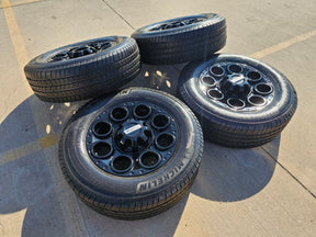 20" Ford F-250 F-350 OEM black TREMOR 10299 10484 wheels rims MICHELIN DEFENDER Texas Truck Tire