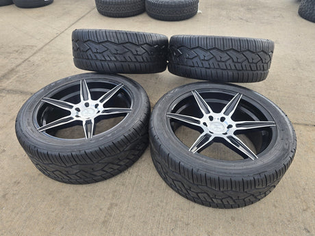 22x9.5 22" Ferrada FT2 Chevy Silverado RAM wheels rims 6x139 6x5.5 tires NITRO Texas Truck Tire