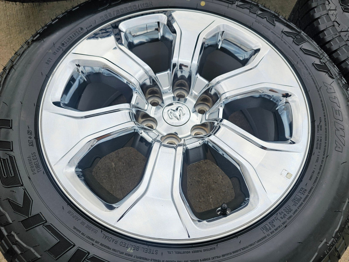 20" Dodge Ram 1500 OEM Laramie CHROME 2679 wheels rims tires 2023 2024 2025 NEW Texas Truck Tire