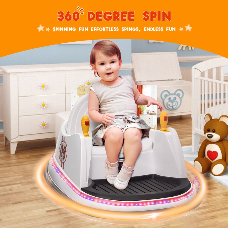 6V Kids Ride-On Bumper Car with Remote Control, 360° Spin and Flashing Lights for Toddlers