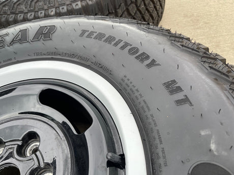 17" Ford Bronco HERITAGE Edition wheels rims white GOODYEAR 35" DISCOUNTED Texas Truck Tire