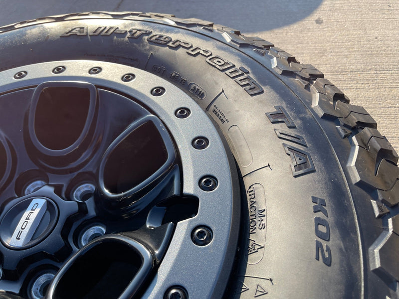 17" Ford F-150 Raptor OEM BEADLOCK rims wheels 10459 95210 BFG KO2 35" tires Texas Truck Tire