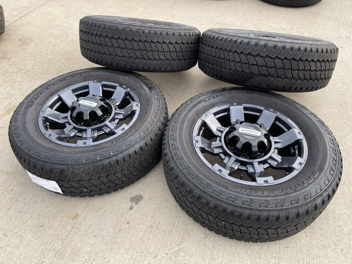 20" Ford F-250 F-350 OEM gray Lariat 10485 10296 wheels rims BRIDGESTONE A/T Texas Truck Tire