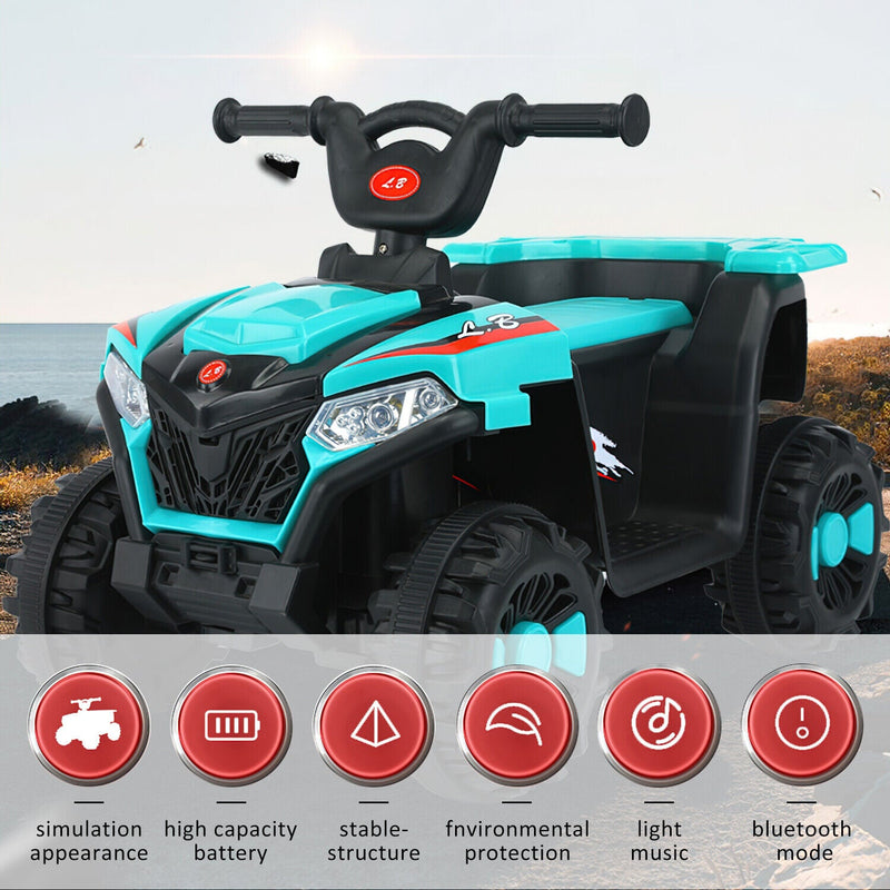 Electric ATV Ride-On Car with MP3 Player and LED Lights - 6V Battery Powered, 4-Wheeled Beach Cruiser