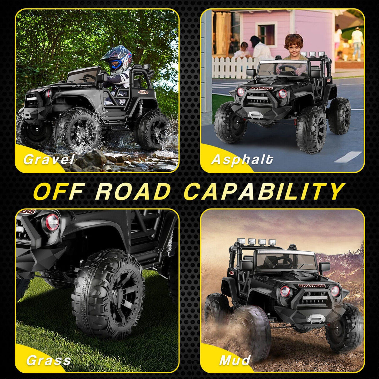 400W 2-Seater Electric Ride-On Jeep for Kids with LED Lights and Remote Control
