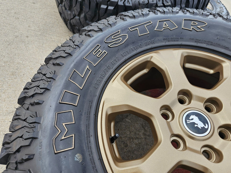 17" Ford Bronco 10384 OEM wheels rims BRONZE tires Ranger 35" M/T Texas Truck Tire