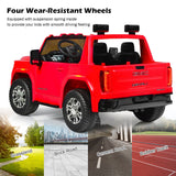 Licensed GMC 2-Seater Kids Ride On Truck with RC Control and Storage Box - Red
