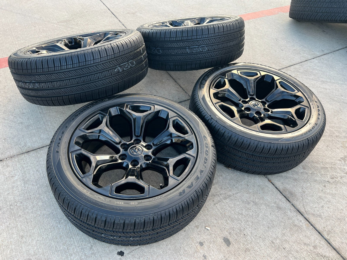 22" Dodge Ram 1500 OEM Laramie rims wheels tires 2685 black NEW Texas Truck Tire