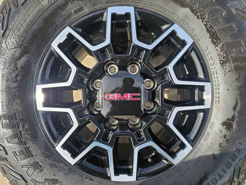 18" GMC Sierra AT4X Chevy Trail Boss 2500 OEM 14136 wheels rims GOODYEAR 35" Texas Truck Tire