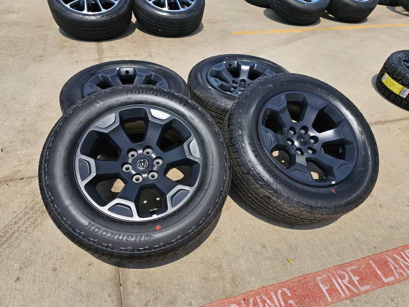 20" Dodge Ram 1500 OEM Laramie Black 2680 wheels rims tires HANKOOK A/T2 NEW Texas Truck Tire