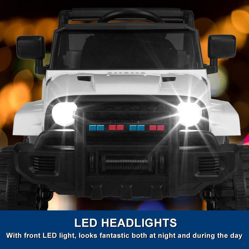 White 12V Electric Ride On Car for Kids with Music and Remote Control - 4 Wheels Fun Toy