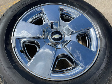 20" Chevy Silverado Tahoe Suburban chrome OEM 5417 wheel rim tire Texas Truck Tire