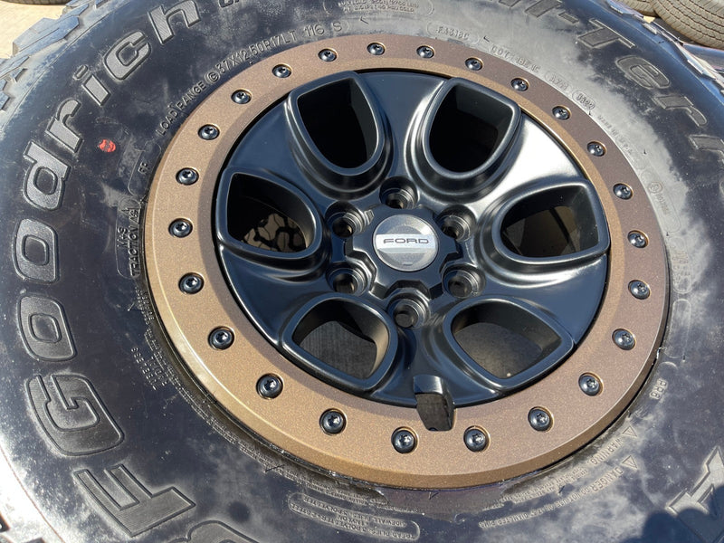 17" Ford F-150 Raptor OEM BEADLOCK rims wheels BRONZE 10459 95210 BFG 37" NEW Texas Truck Tire