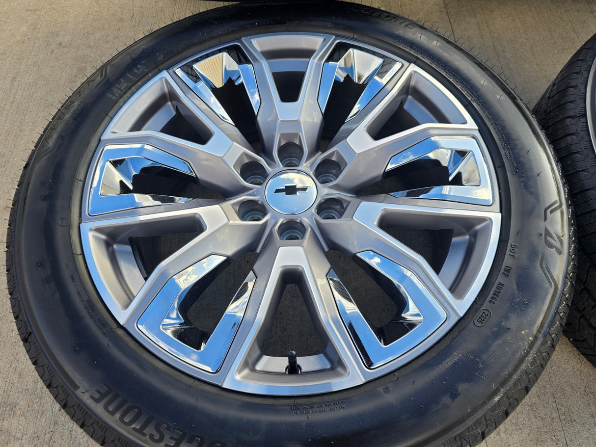 22" GMC Yukon Chevy Tahoe Escalade OEM chrome 95513 wheels rims tires NEW Texas Truck Tire