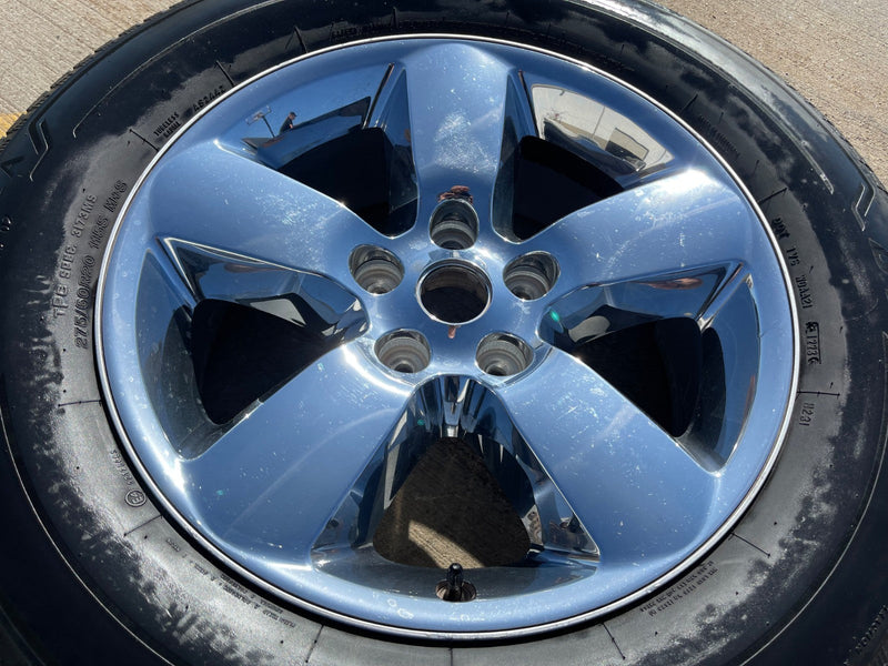 (1) 20" Dodge Ram 1500 OEM 2495 wheel rim chrome tire spare BRIDGESTONE Texas Truck Tire