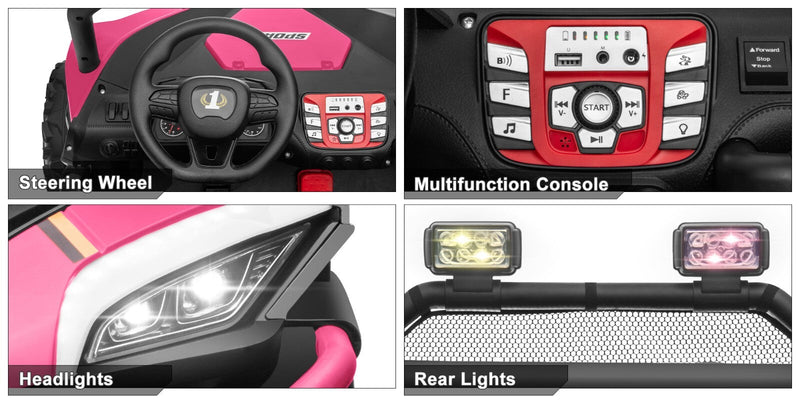 24V Kids 2-Seater Ride-On UTV Truck with 300W Motor, Remote Control, and EVA Tires - Pink