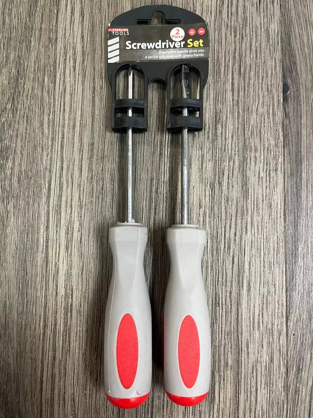 2 Pack Rubber Grip Screwdriver Set - Construction, Hobby, Compact TekShack