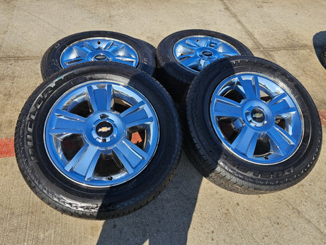 20" Chevy Silverado Tahoe Suburban chrome OEM 5416 wheels rims tires Texas Truck Tire